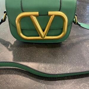 Valentino Green Crossbody Bag with Gold Hardware